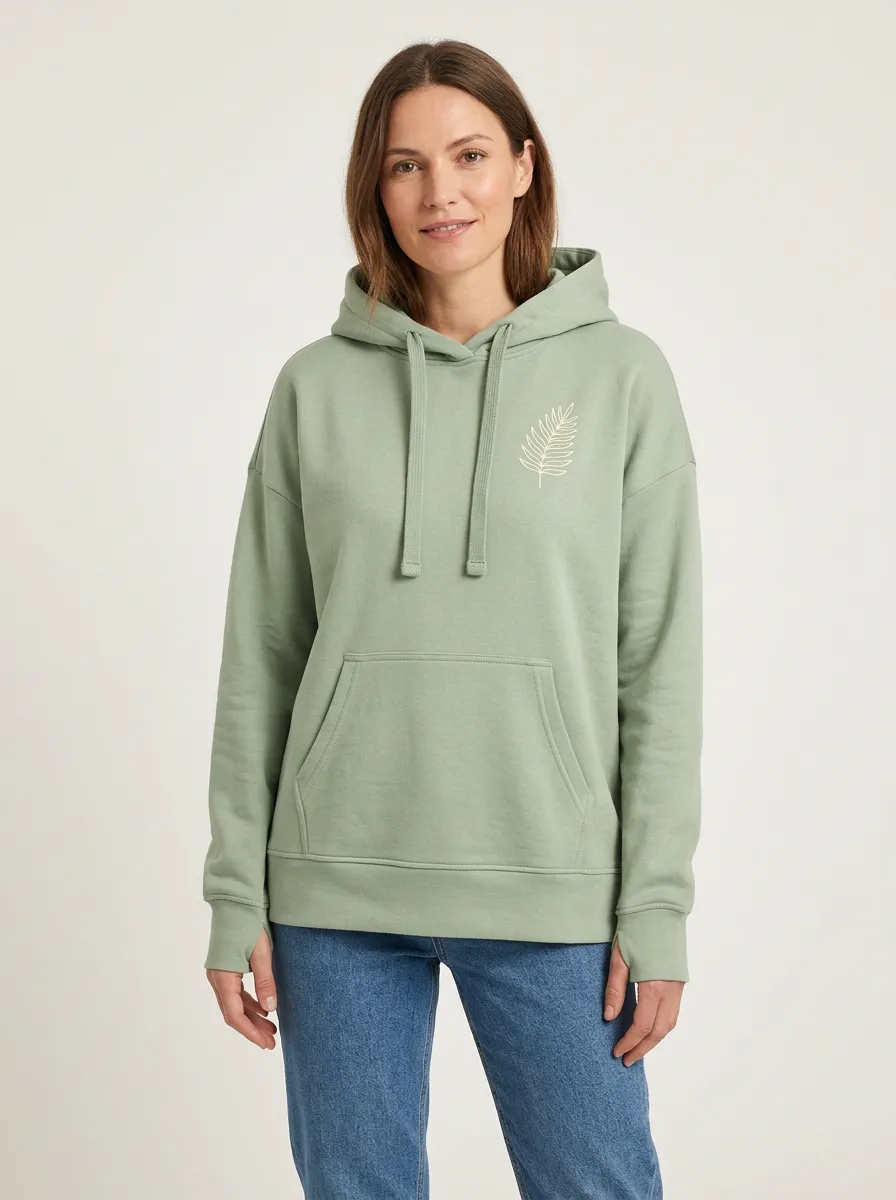 Women's Botanical Fern Nature Inspired Graphic Hoodie