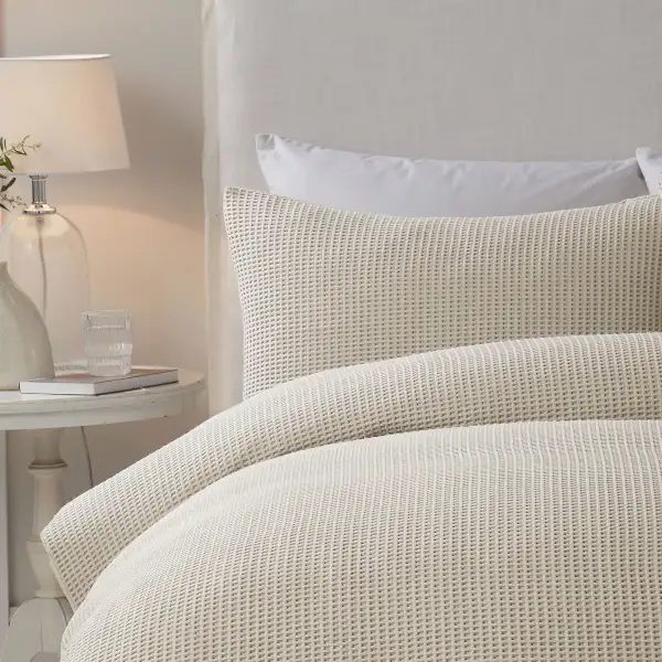 Modern Bedroom Waffle Textured Plain Duvet Cover Set