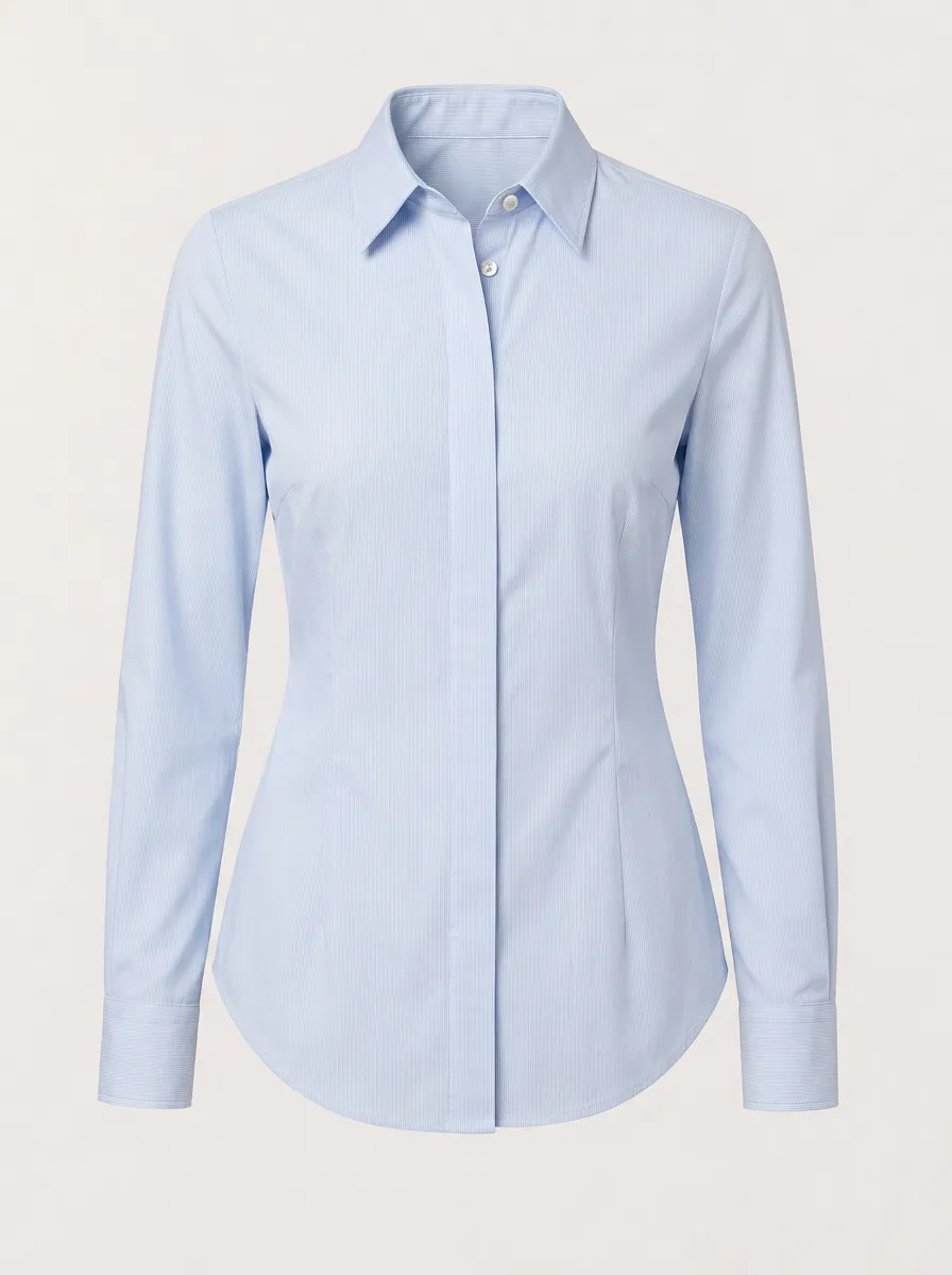 Women's Denim Cotton Striped Everyday Blouse