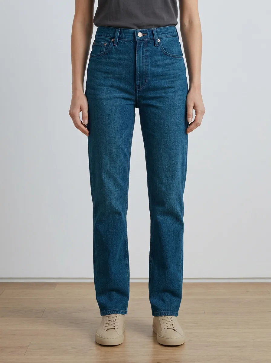 Straight-Leg High-Rise Denim Daily-Wear Denim Jeans