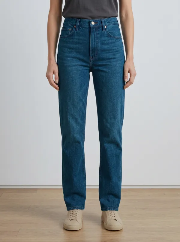 Straight-Leg High-Rise Denim Daily-Wear Denim Jeans
