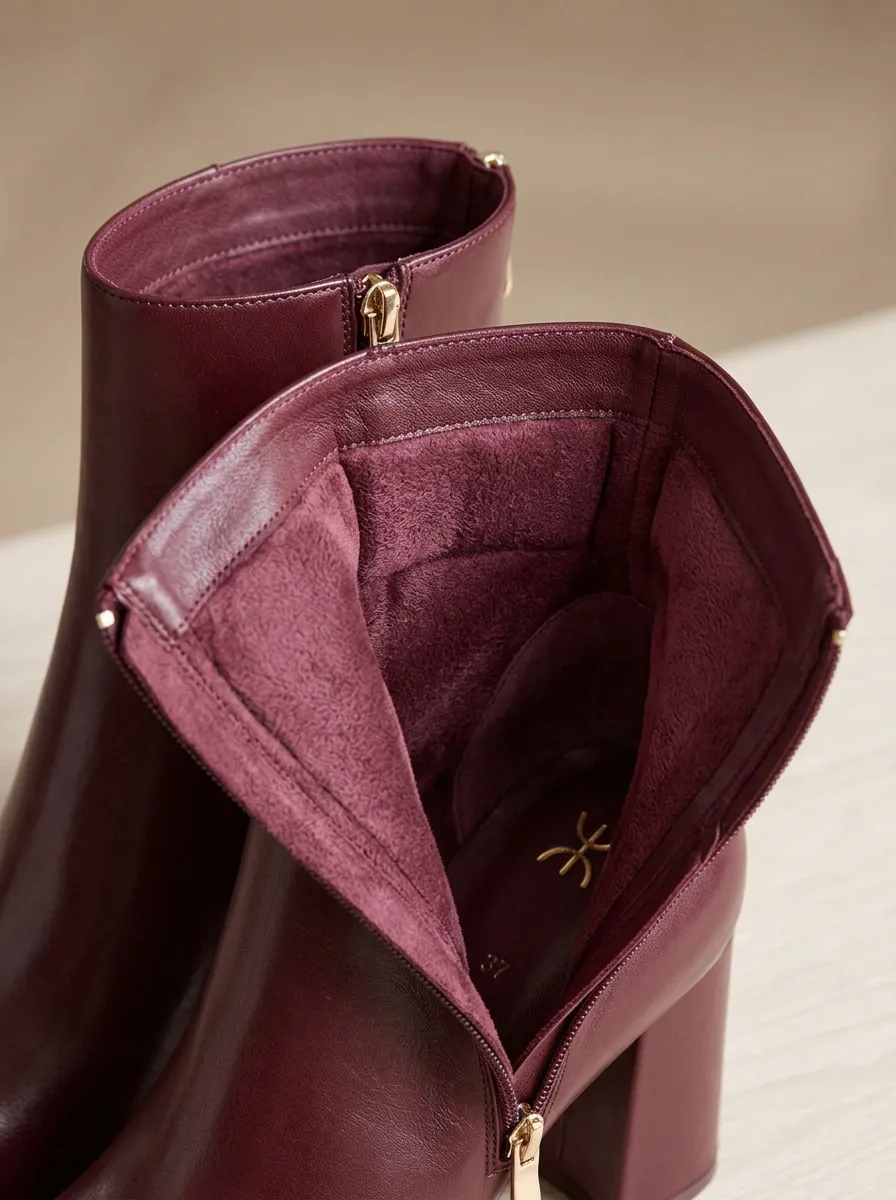 Leather-Look Women's High-Heel Ankle Boots