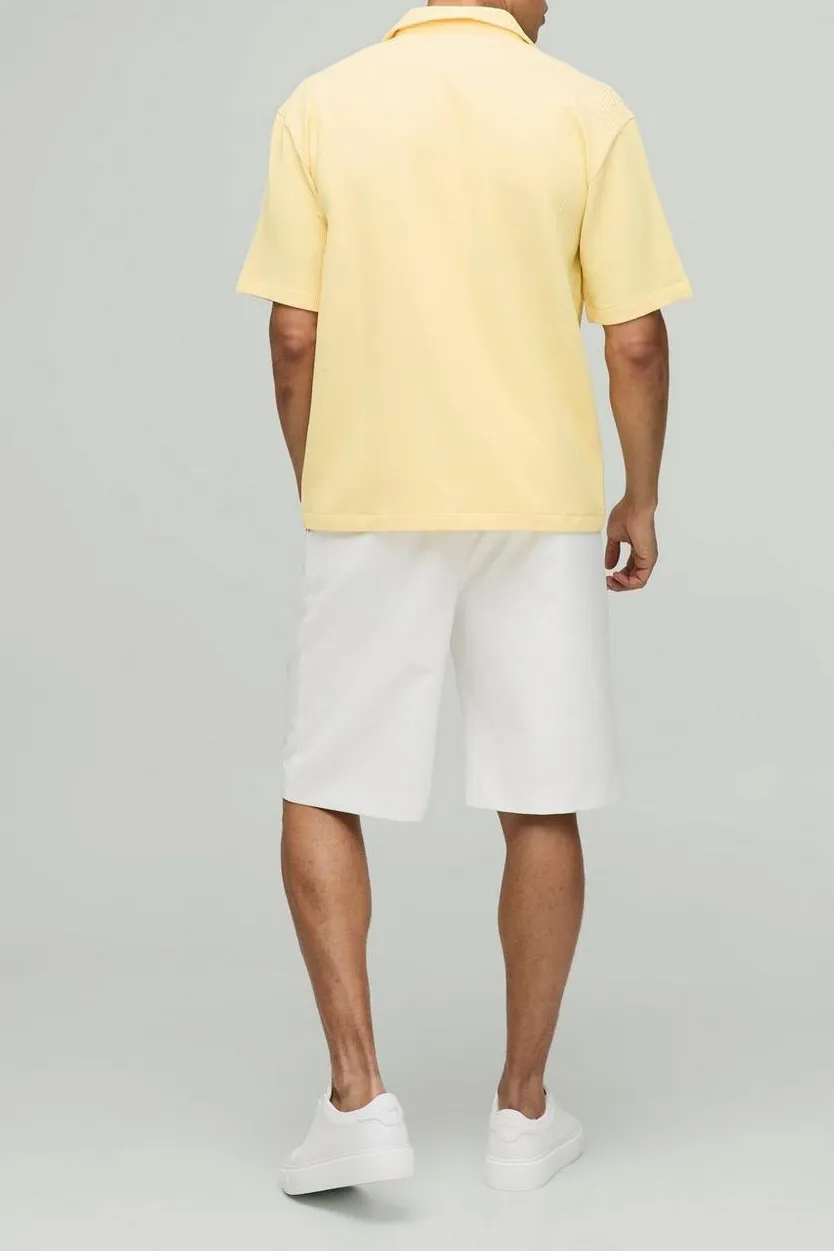 Light Yellow Short Sleeve Ribbed Shirt