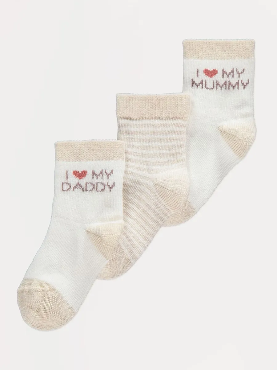 I Love My Mummy and Daddy Socks 3 Pack
