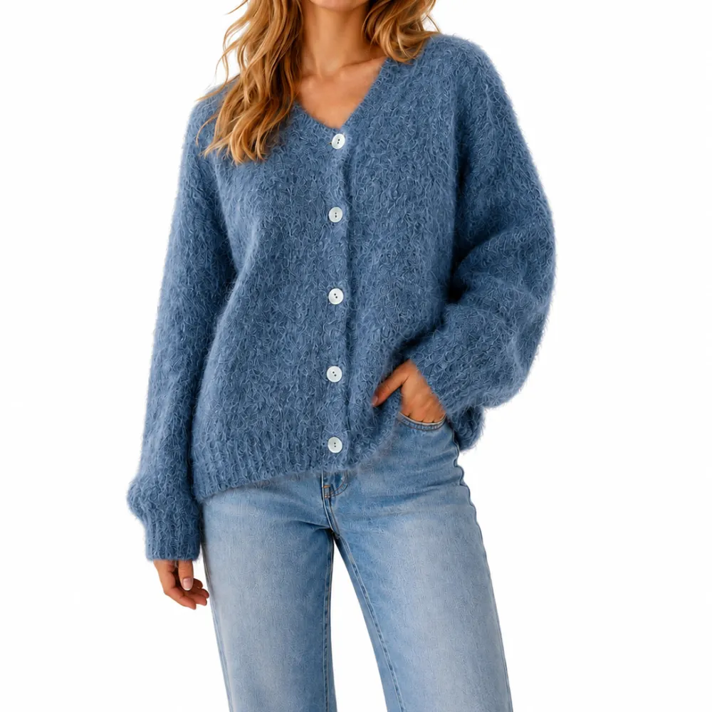 Layered Kid Mohair Mohair Longline Cardigan