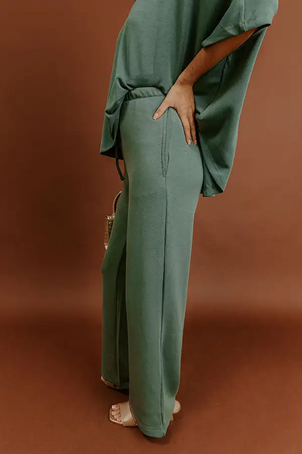 High Waist Relaxed Wide Leg Scuba Knit Modal Blend Pants