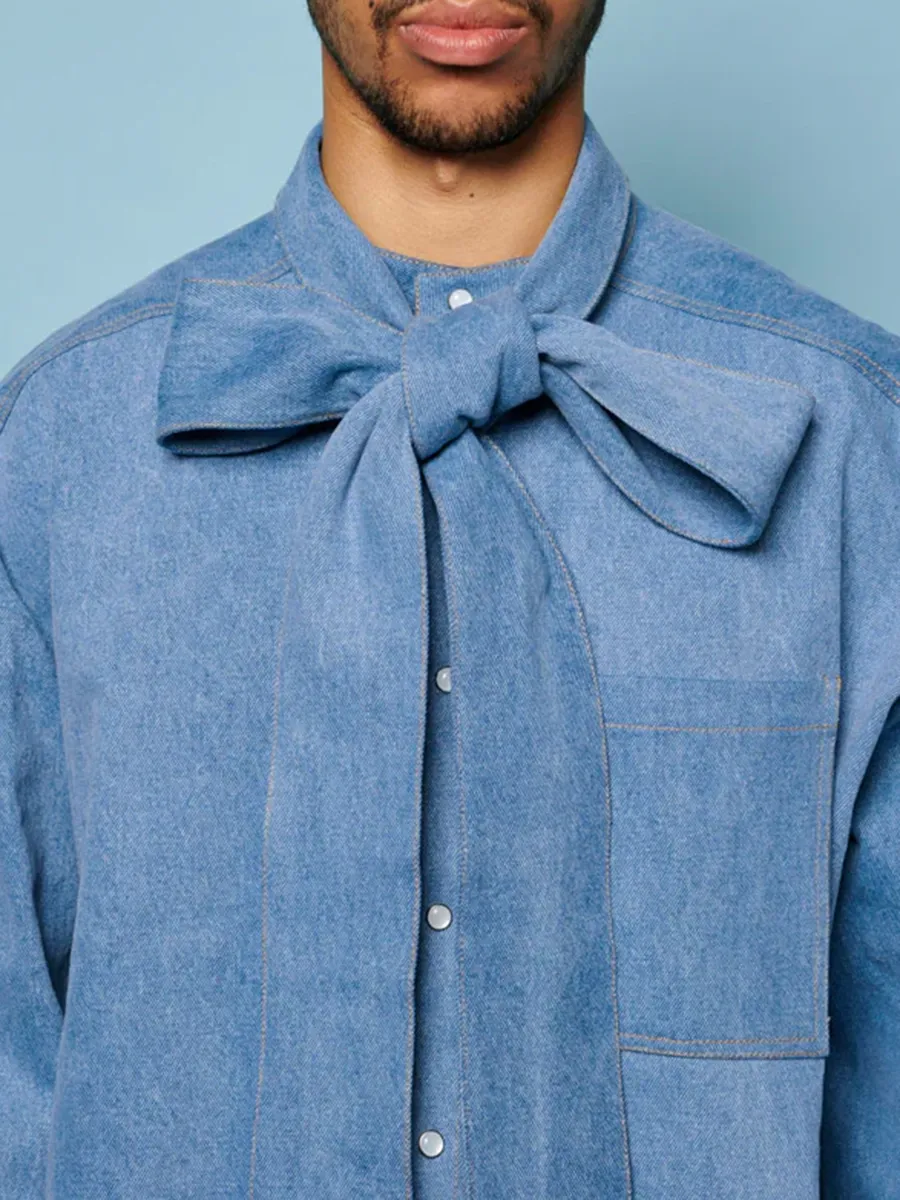 Casual Outfit Denim Bow Shirt