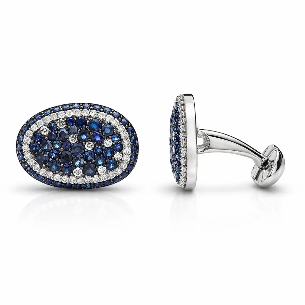 Elegant Diamond Sapphire Cufflinks
