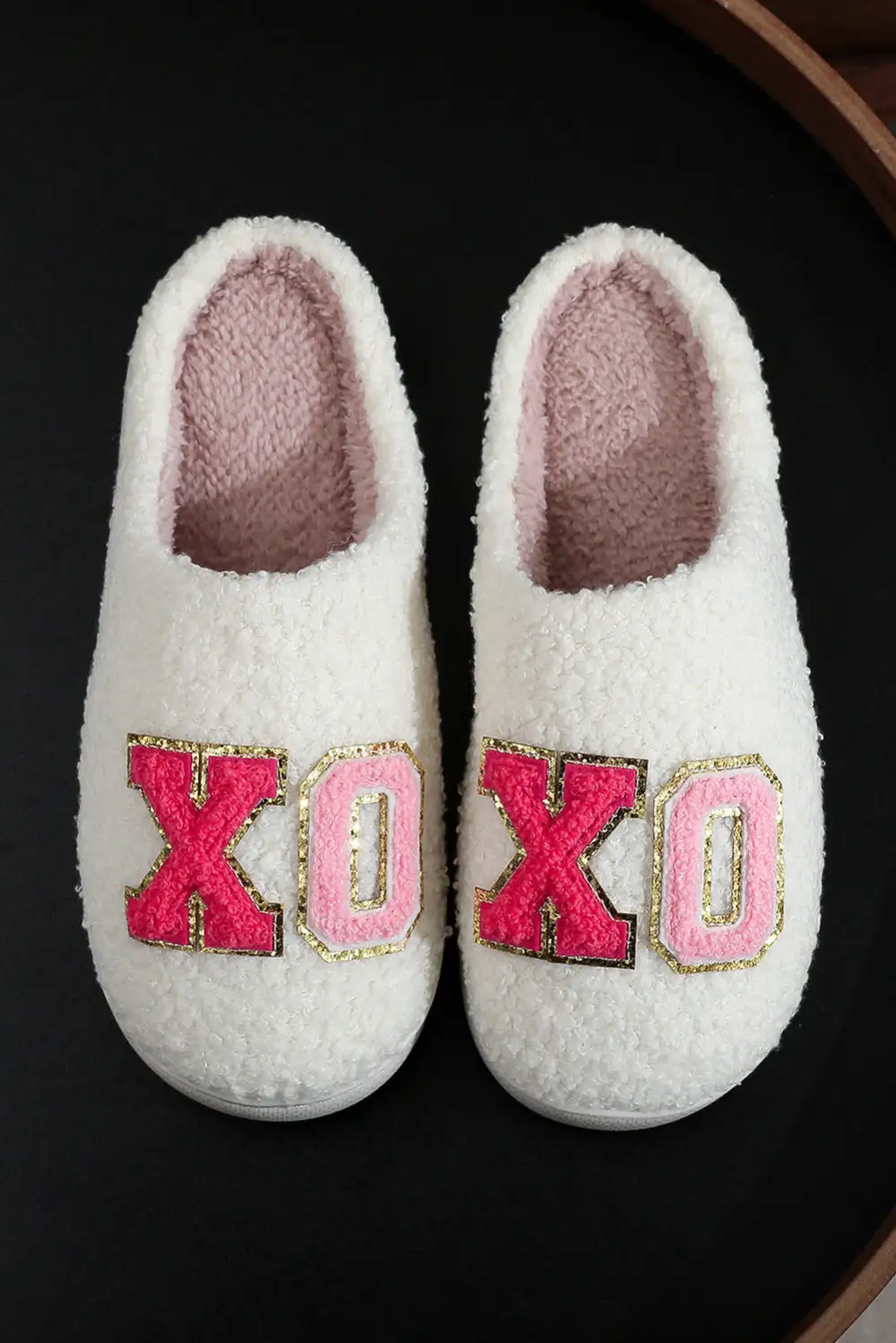 Glitter Letter Plush House Slippers