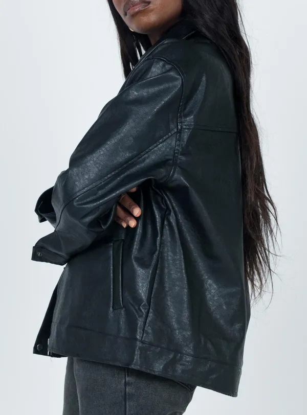 Classic Faux Leather Button Up Jacket