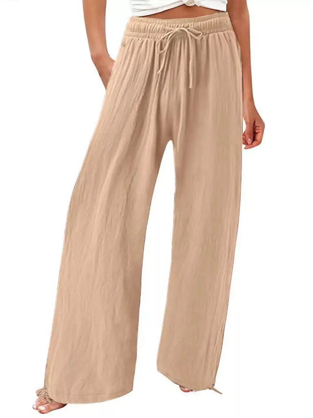 Full Size Wide Leg Pants with Drawstring Waist Plus