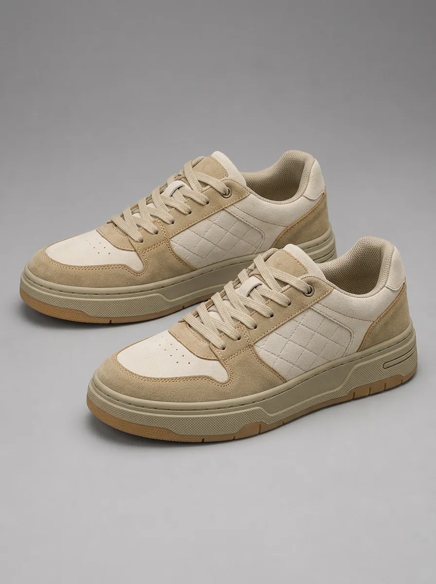Men's Quilted Suede Patchwork Skate Shoes