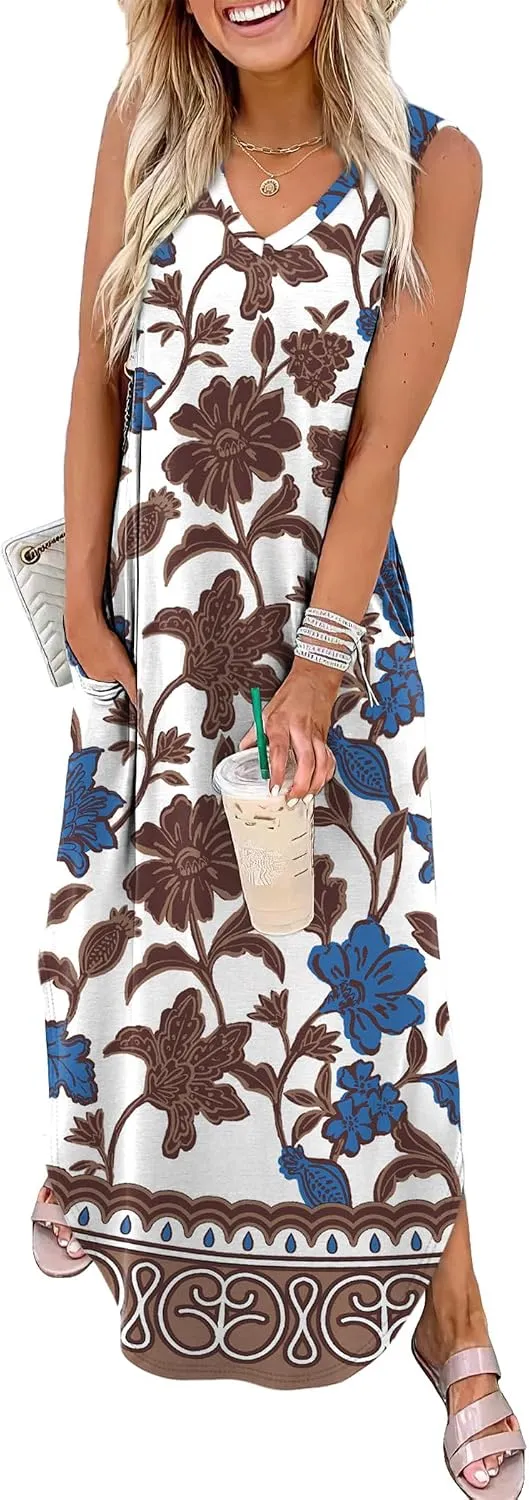 Sampeel Summer Dresses Maxi Dress Vacation Beach Sundresses 2025 with Pockets