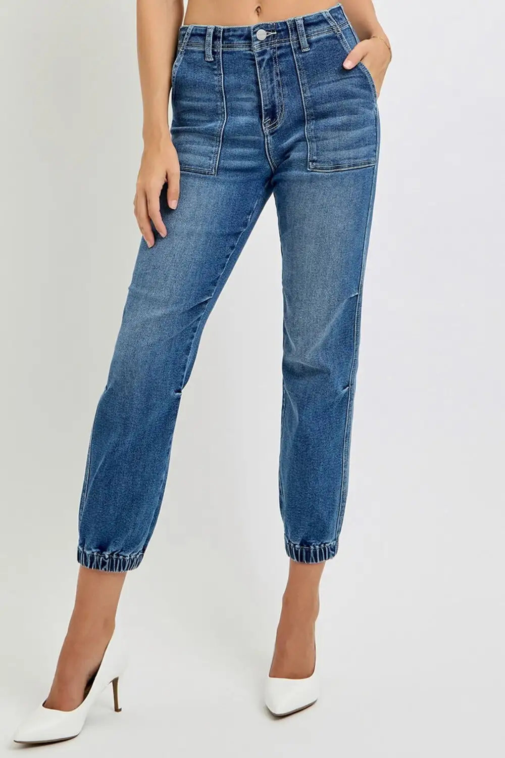 High Rise Ankle Jogger Denim Jeans