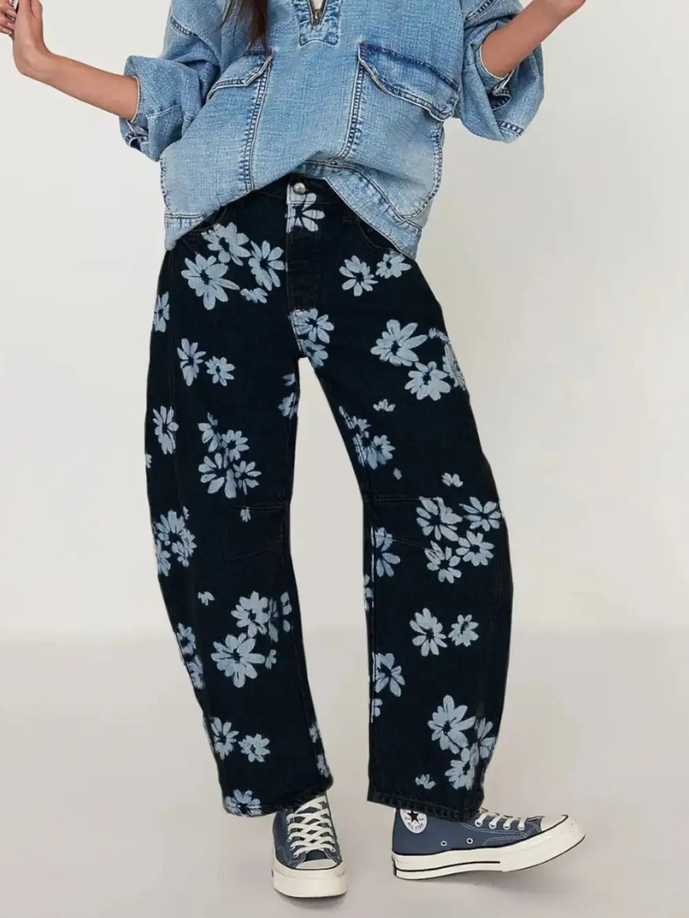 Buy Printed Wide Leg Jeans