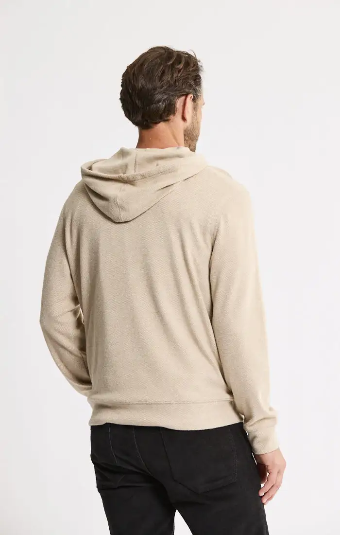 Knit Flannel Pullover Hoodie