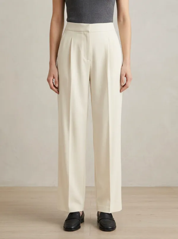 Classic Texture Pleated Wide-Leg Trousers