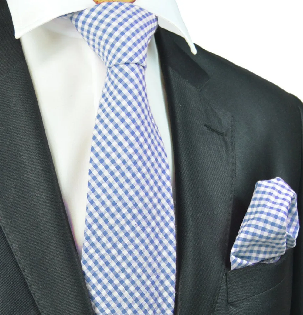 Polished Cotton Classic Men's Necktie With Pocket Square