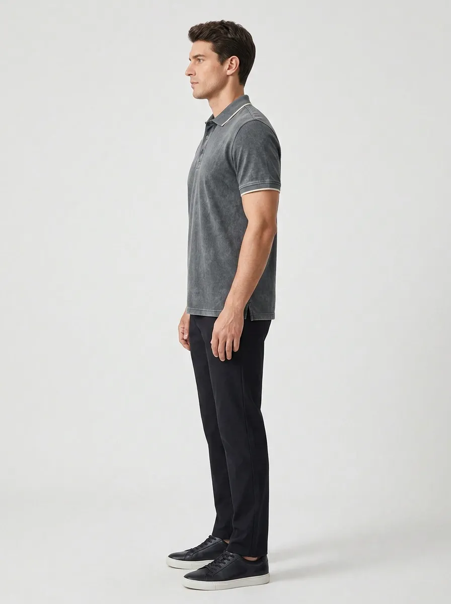 Contrast-Trim Vintage-Inspired Men's Polo Shirt