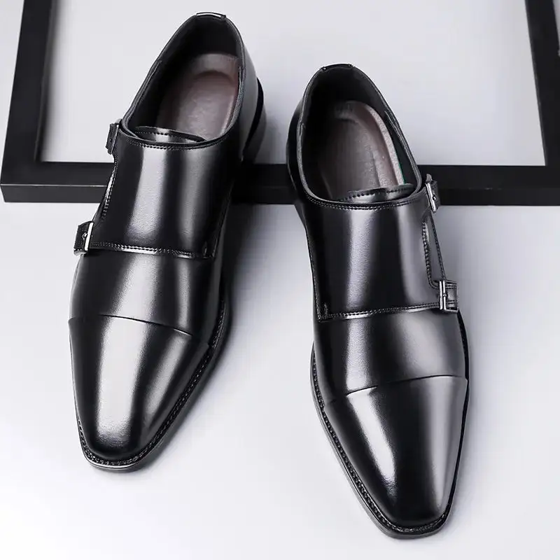 Leather Double-Buckle Dress Shoes
