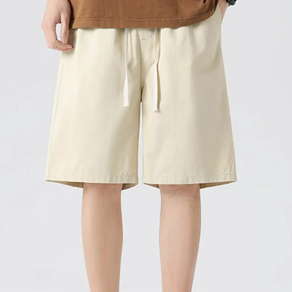 Drawstring Wide Leg Washed Casual Shorts