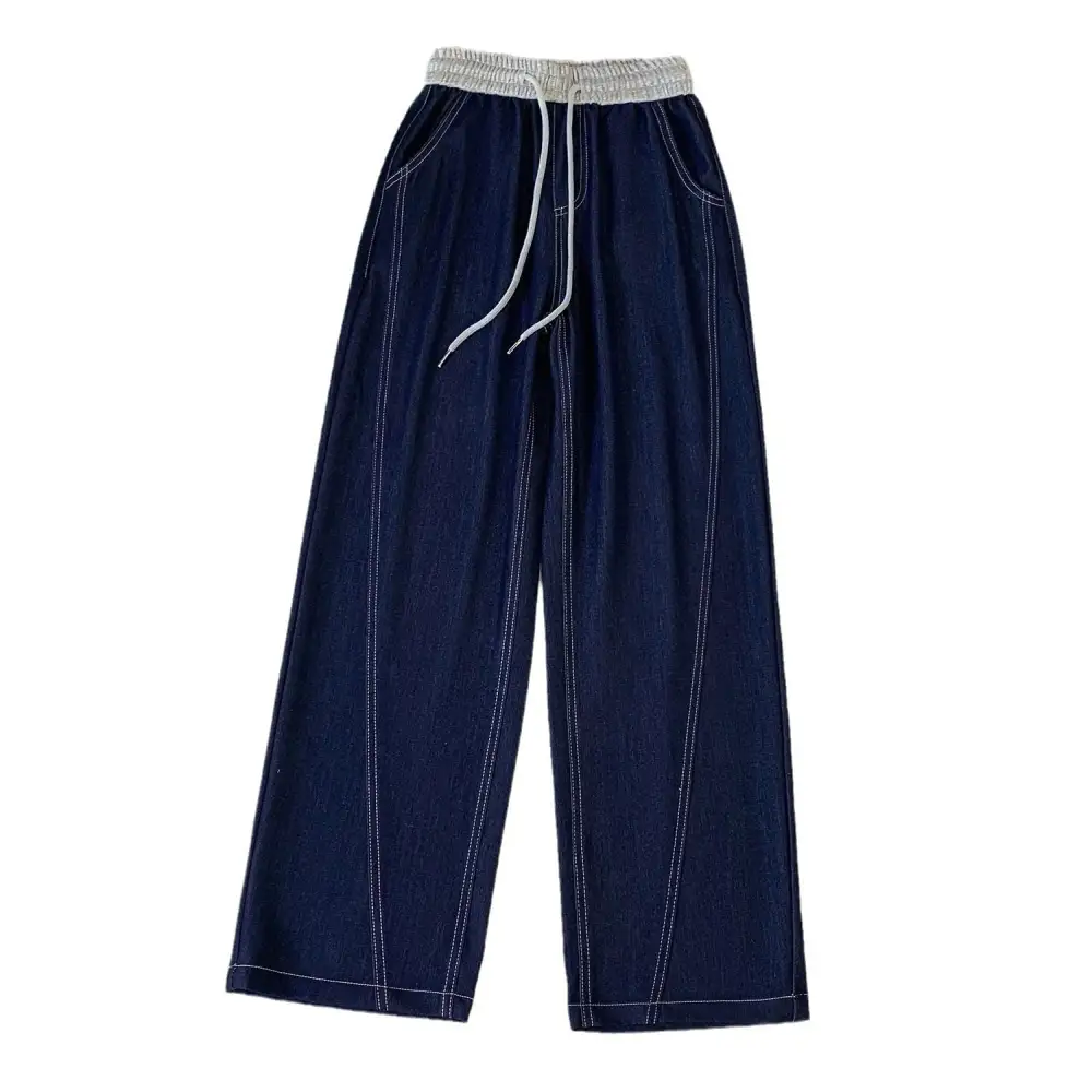 Utility High Waist Loose Fit Soft Denim Wide Leg Pants