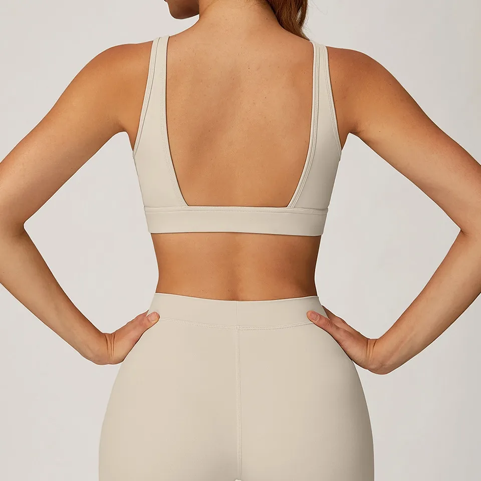 Deep V-Neck Sports Bra