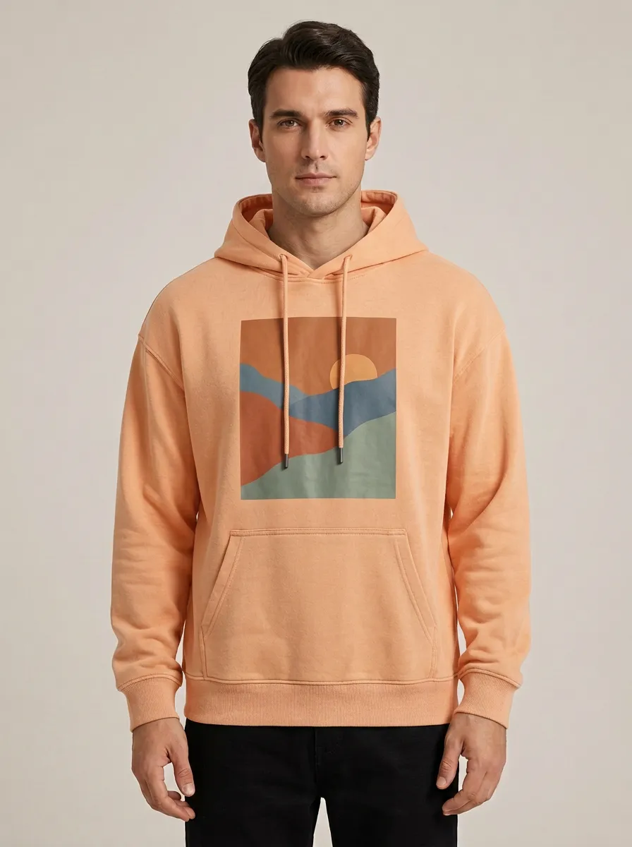 Men's Nature Lover Abstract Sunset Landscape Print Hoodie