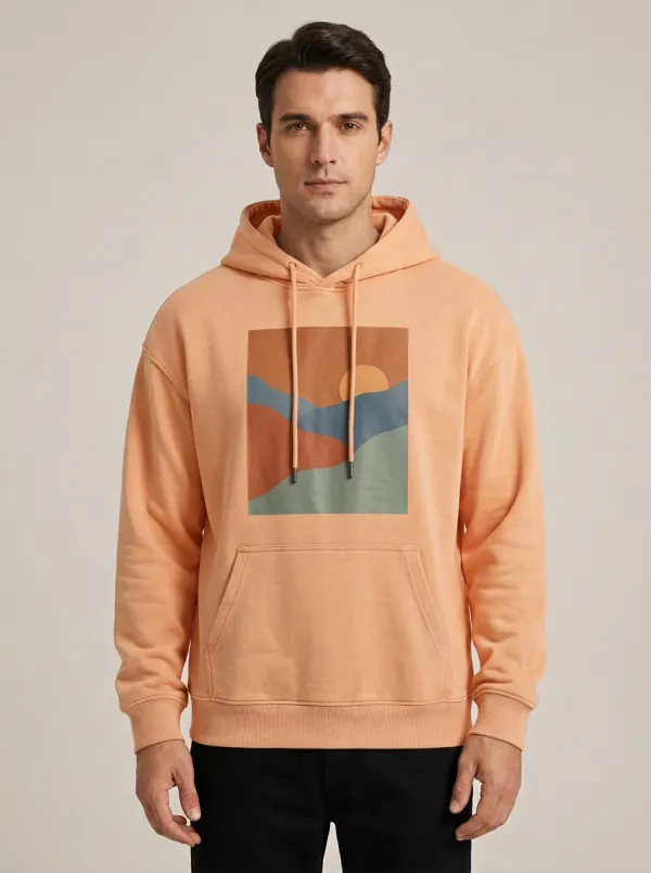 Men's Nature Lover Abstract Sunset Landscape Print Hoodie
