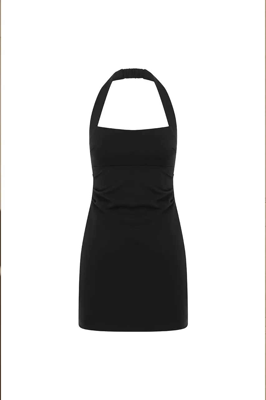 Halter Neck Ruched Mini Dress
