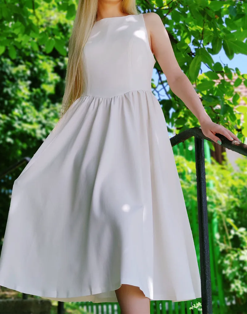 Classic Cotton Blend Sleeveless Midi Dress