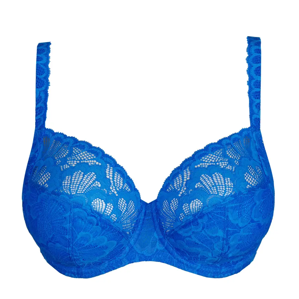 Women's Full Coverage Underwire Unpadded Three-Part Cup Lace Floral Detail Rounded Shape Lift Bra