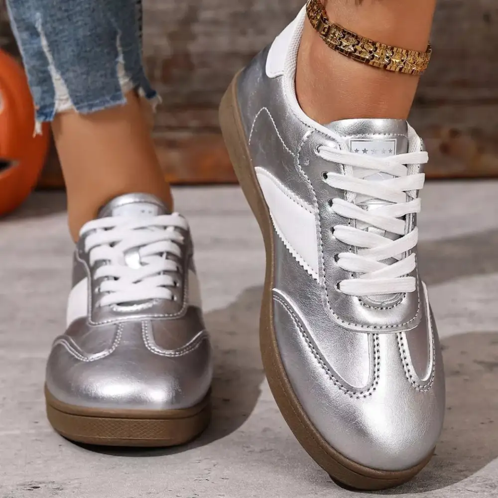 Modern Round Toe Lace-Up Sneakers