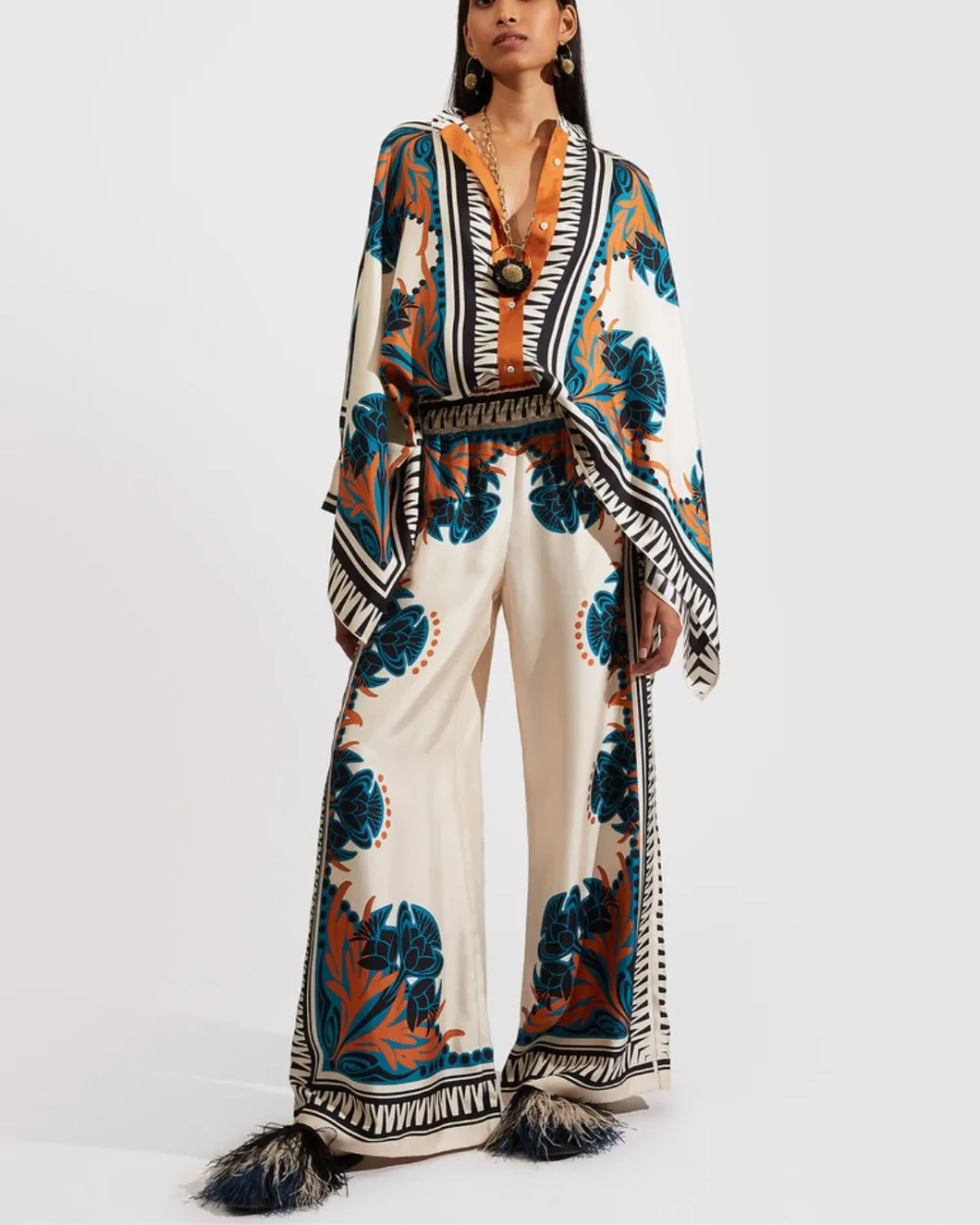 Printed Flowy Caftan Coordinated Set