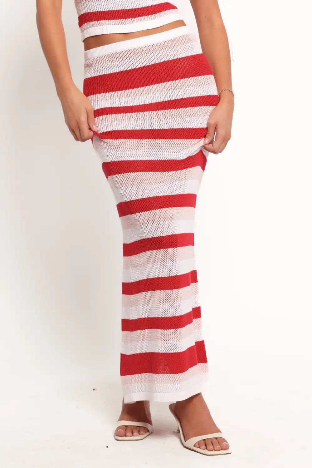 Knit Striped Midi Skirt