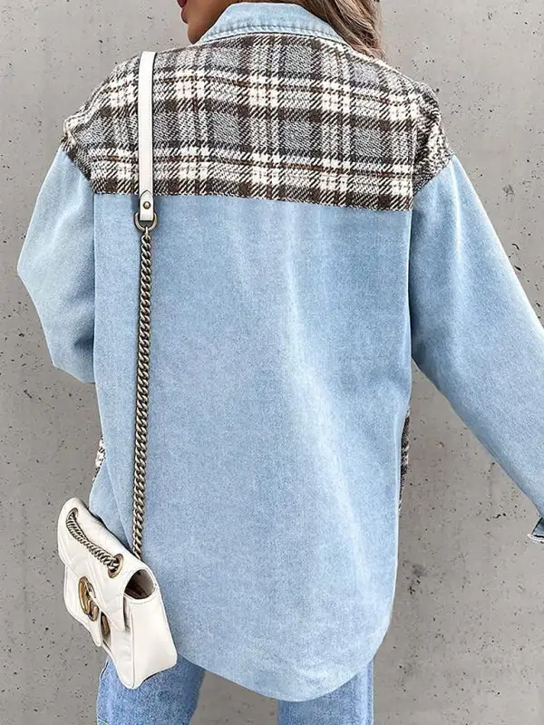 Button-Down Lapel-Collar Collared Denim Jacket