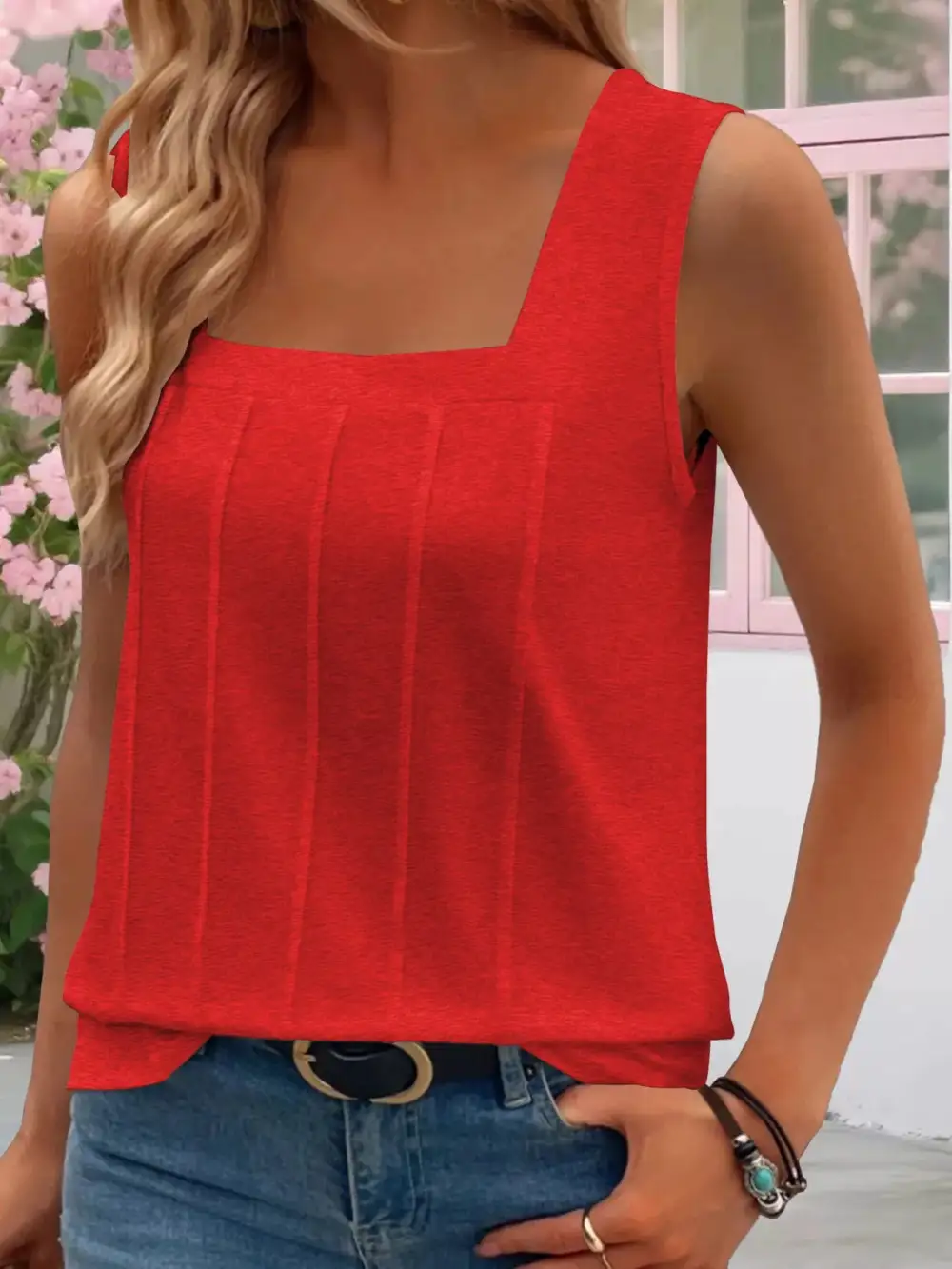 Relaxed Refined Square-Neck Tank Top