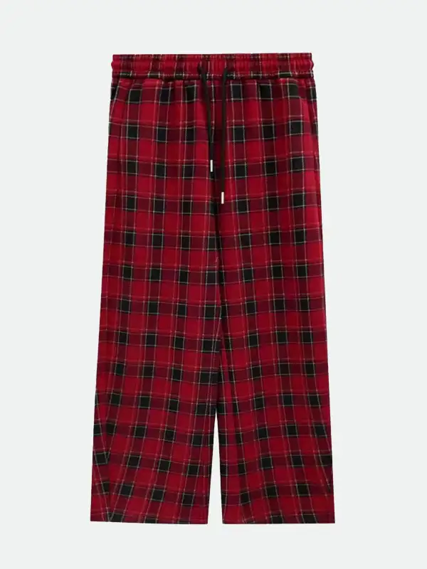 Straight-Leg Plaid Pants