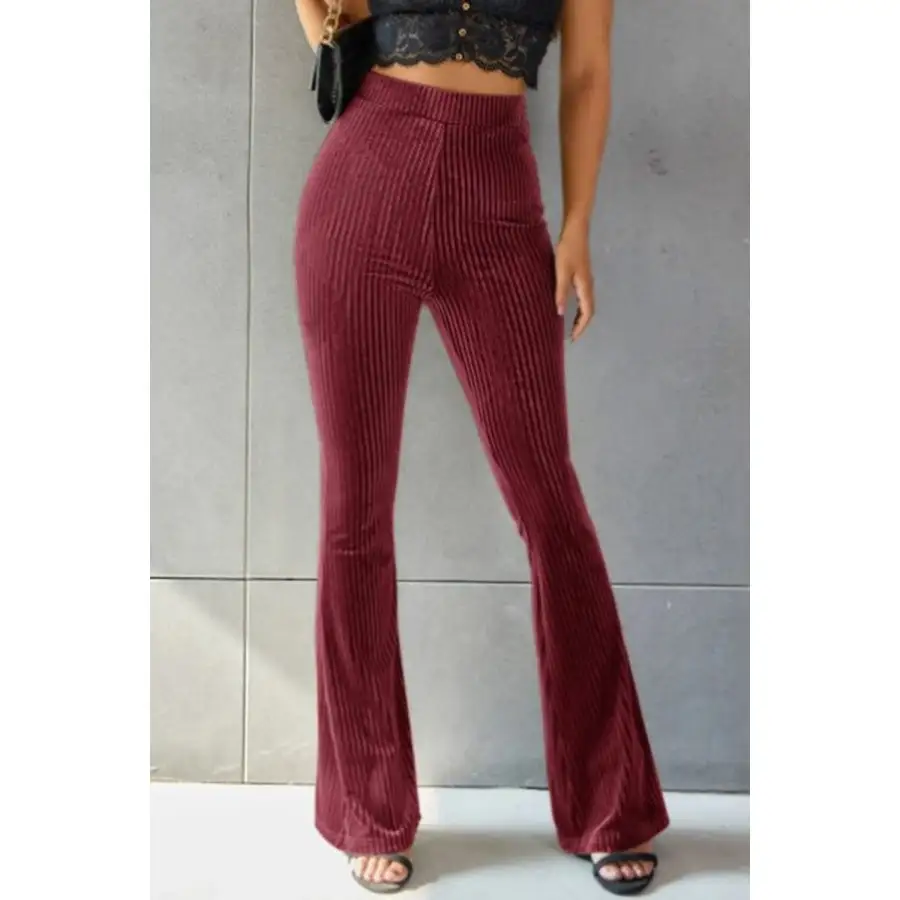 Ribbed High Waist Flare Pants