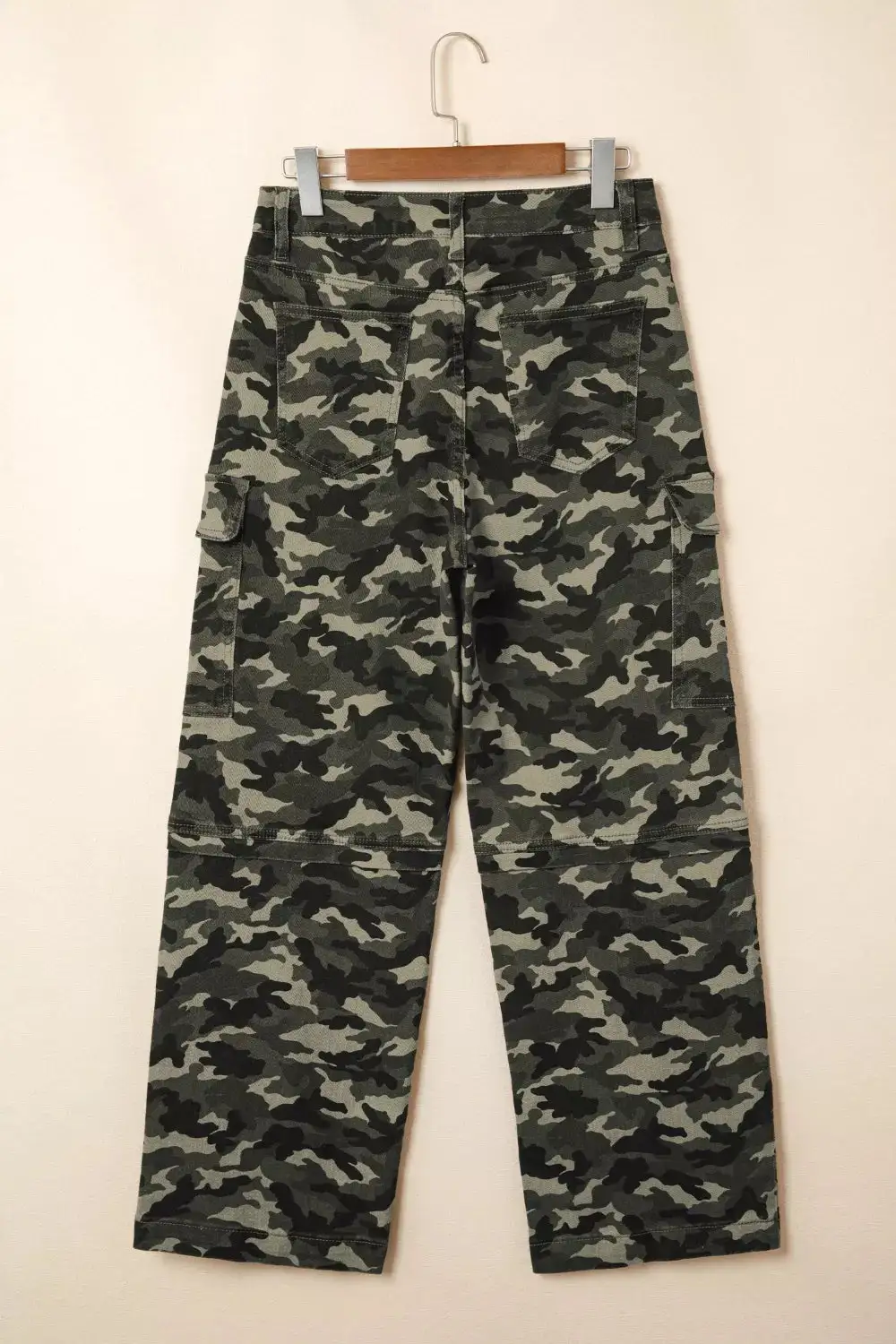 Camouflage Print Multi Pocketed Denim Pants