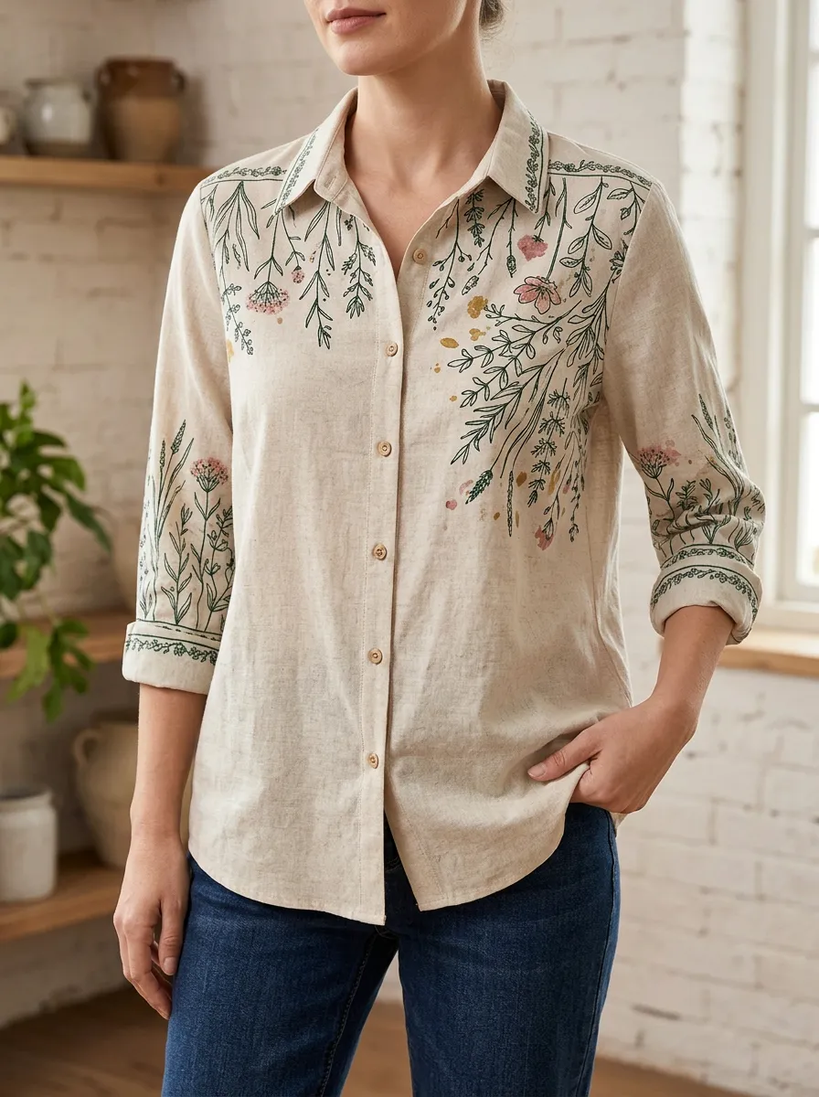 Women's Countryside Botanical Nature Lover Wildflower Shirt