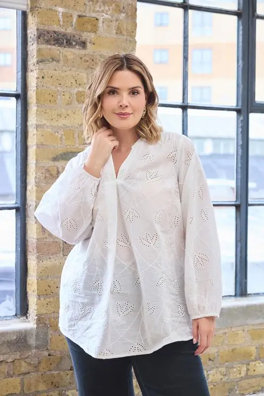 White Embroidered Cotton Blouse