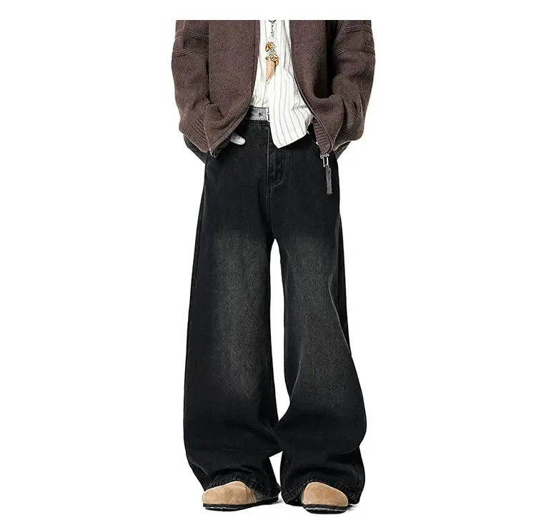 Barrel-Leg Faded Washed Jeans