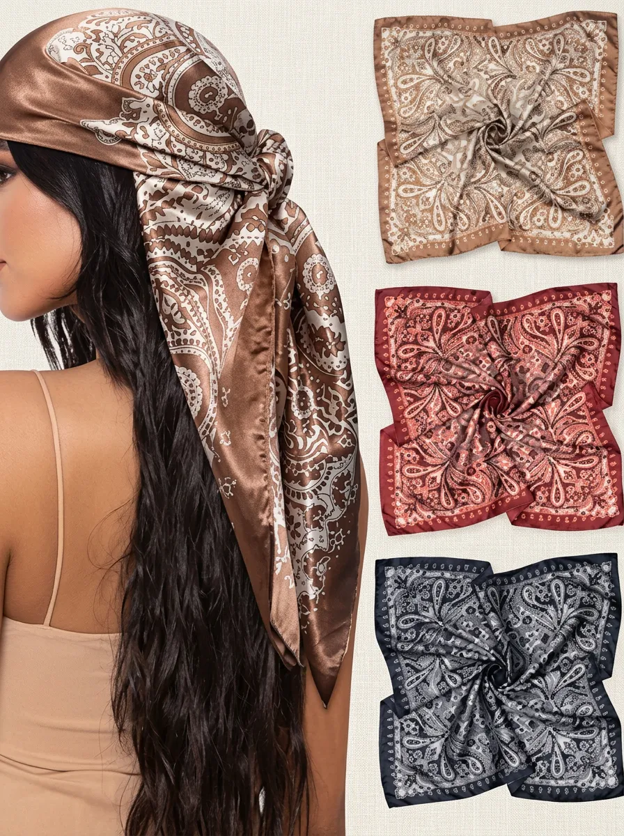 Relaxed Floral Paisley Bandana Headscarf Trio