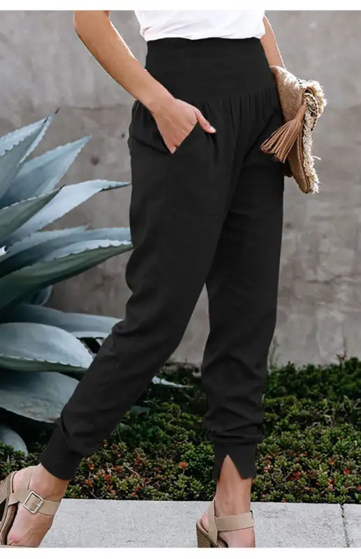 Clean High Waist Slit Pants