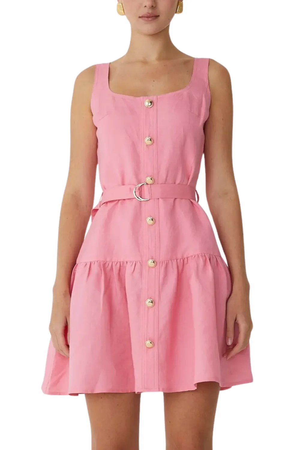Linen Drop Waist Mini Dress