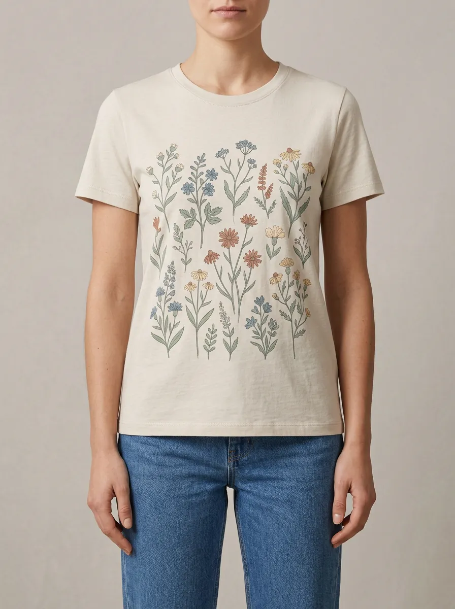 Floral Botanical Easy Wear T Shirt