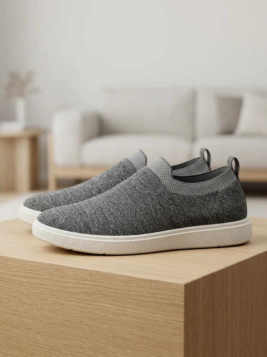 Versatile Knit Graphic Winter Look Men's Stretch Canvas Shoes