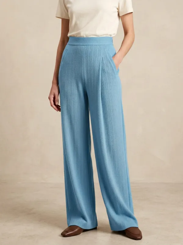 Ribbed High Rise Wide Leg Pants