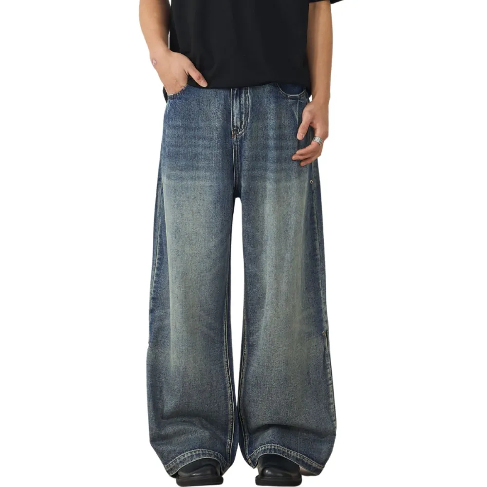 Men's Pleated Denim Jeans
